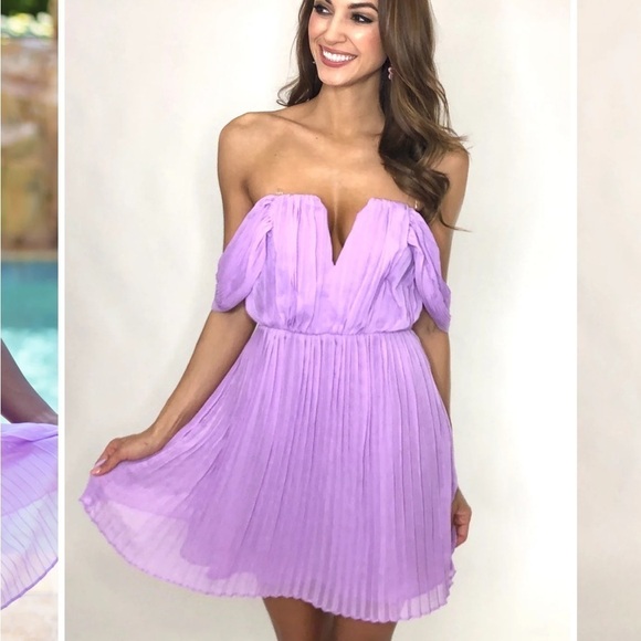DO+BE Lavender Purple Pleated Strapless Dress - Picture 16 of 16